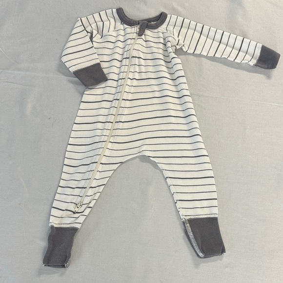 Sapling - Navy Striped Kids Footie Pajama Sleeper - Picture 1 of 3